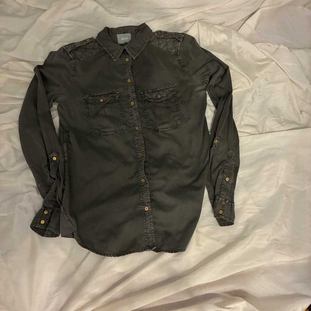 Anthropologie Olive Green Button-Down Shirt